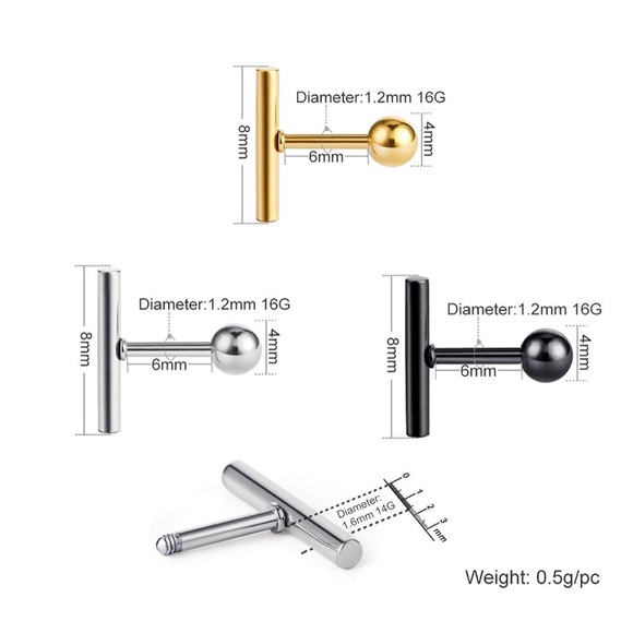 Earrings 12mm - 3 Pack Gold, Silver, Black - Picture 5 of 6